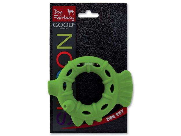 Obrázek Hračka DOG FANTASY silikonový kroužek světle zelený 10 cm 