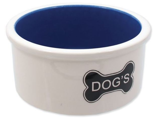 Miska DOG FANTASY keramická bílá vzor kost Dogs 16 cm 650ml