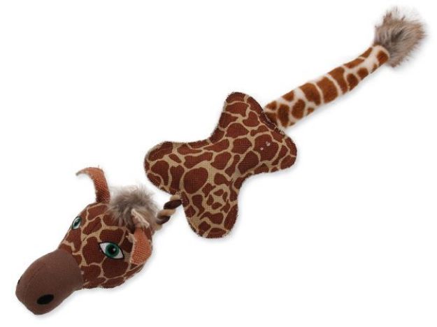 Hracka DOG FANTASY textilní žirafa s provazem 52 cm 