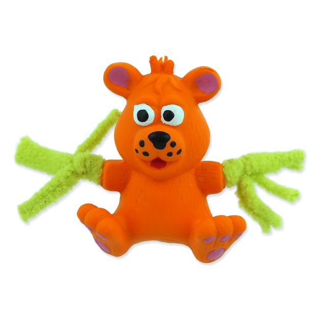 Hracka DOG FANTASY Latex Mini Medved oranžový se zvukem 7 cm 
