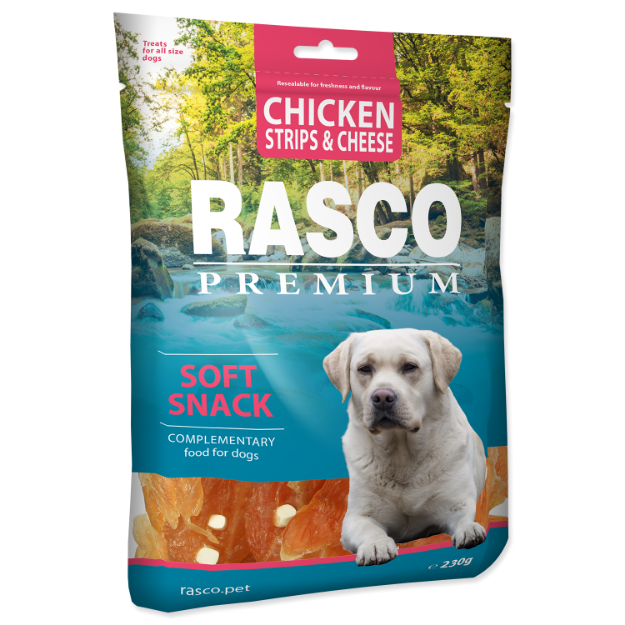 Pochoutka RASCO Premium proužky kurecí se sýrem 230g