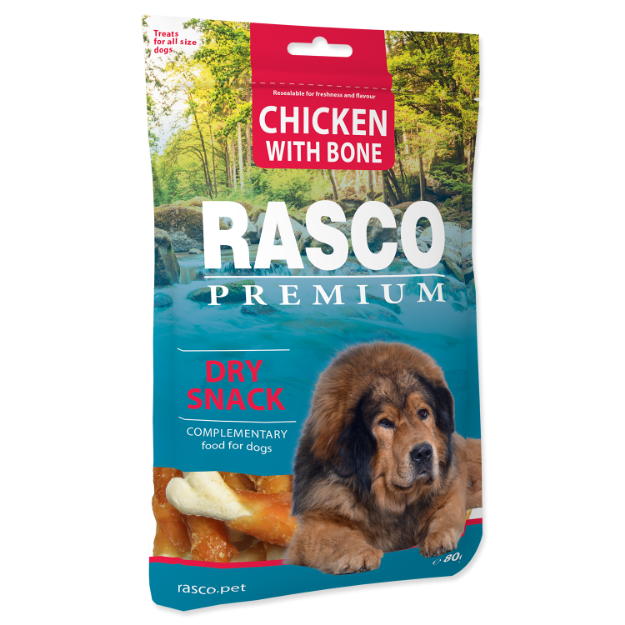 Pochoutka RASCO Premium kosti obalené kurecím masem 80g