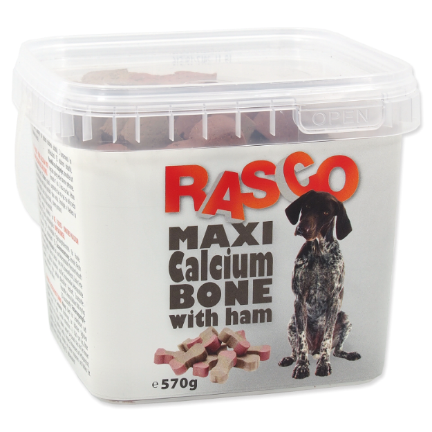 Pochoutka RASCO Dog kosti kalciové se šunkou 570g