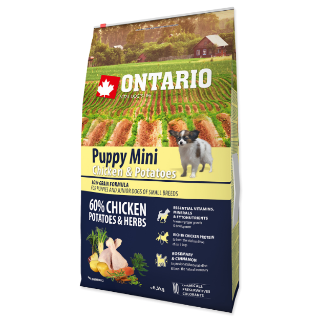 ONTARIO Puppy Mini Chicken & Potatoes & Herbs 6,5kg