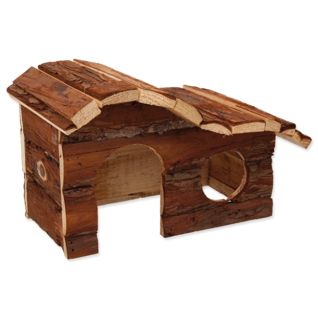 Domek SMALL ANIMALS kaskada drevený s kurou 26,5 x 16 x 13,5 cm 