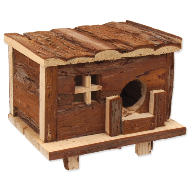 Domek SMALL ANIMALS srub drevený s kurou 18 x 13 x 13,5 cm 