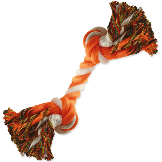 Uzel DOG FANTASY bavlnený oranžovo-bílý 2 knoty 20 cm 