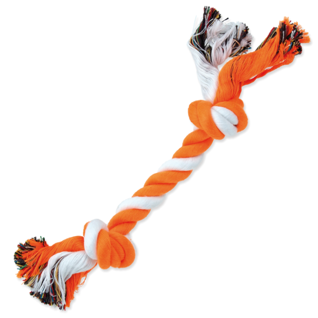 Uzel DOG FANTASY bavlnený oranžovo-bílý 2 knoty 25 cm 