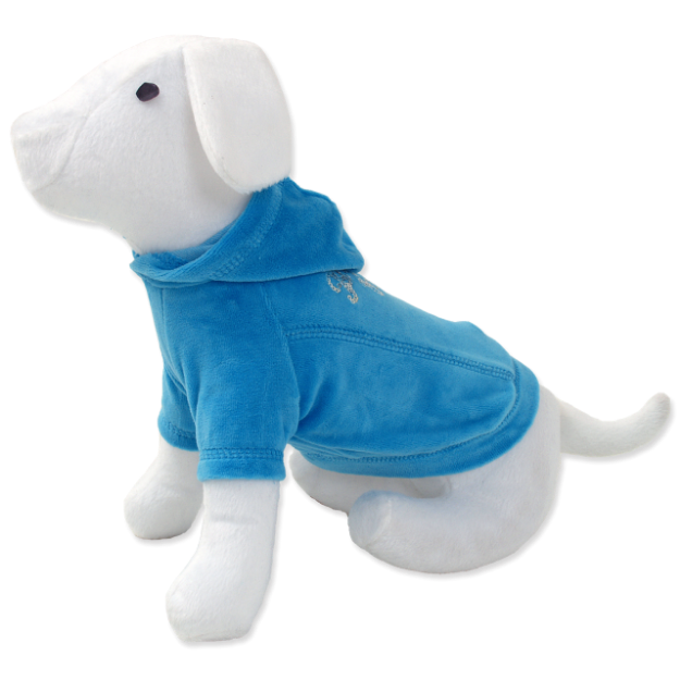Triko DOG FANTASY s kapucí modré M-L 