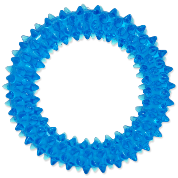 Hracka DOG FANTASY kroužek vroubkovaný modrý 7 cm 