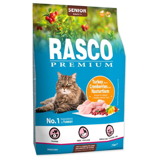 Obrázek RASCO Premium Cat Kibbles Senior, Turkey, Cranberries, Nasturtium 2 kg