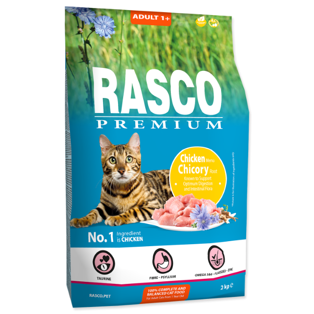 Obrázek RASCO Premium Cat Kibbles Adult, Chicken, Chicori Root 2 kg