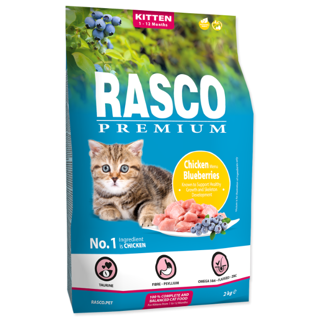 Obrázek RASCO Premium Cat Kibbles Kitten, chicken, blueberries 2 kg