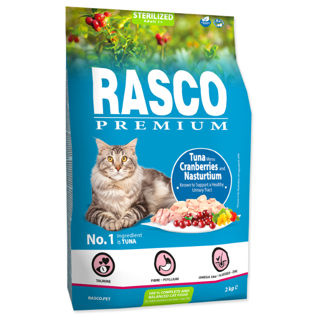 Obrázek RASCO Premium Cat Kibbles Sterilized, Tuna, Cranberries, Nasturtium 2 kg
