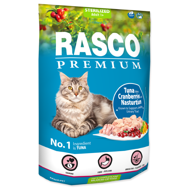 Obrázek RASCO Premium Cat Kibbles Sterilized, Tuna, Cranberries, Nasturtium 400 g